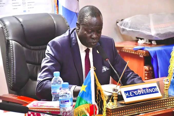 Upper Nile State Governor James Koang Chuol at an official meeting