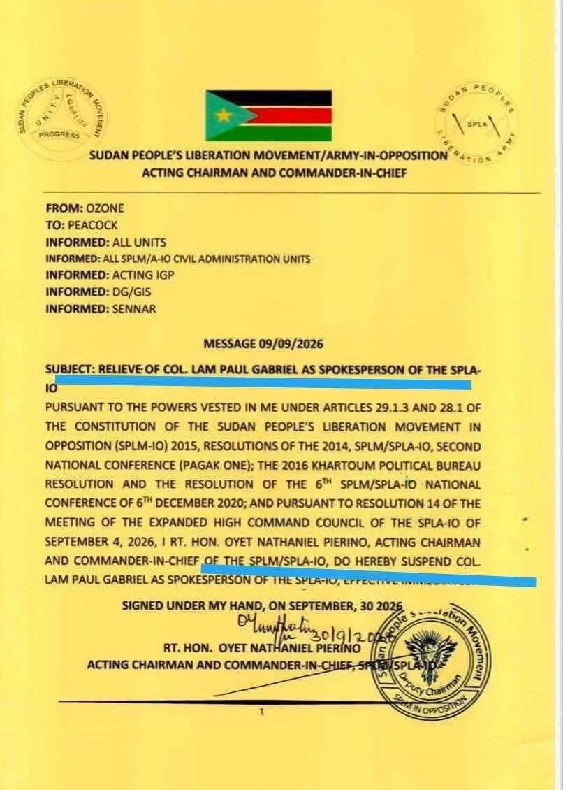 Supplied image of an order about Lam Paul Gabriel, with relief wording in the subject and suspension wording in the body
