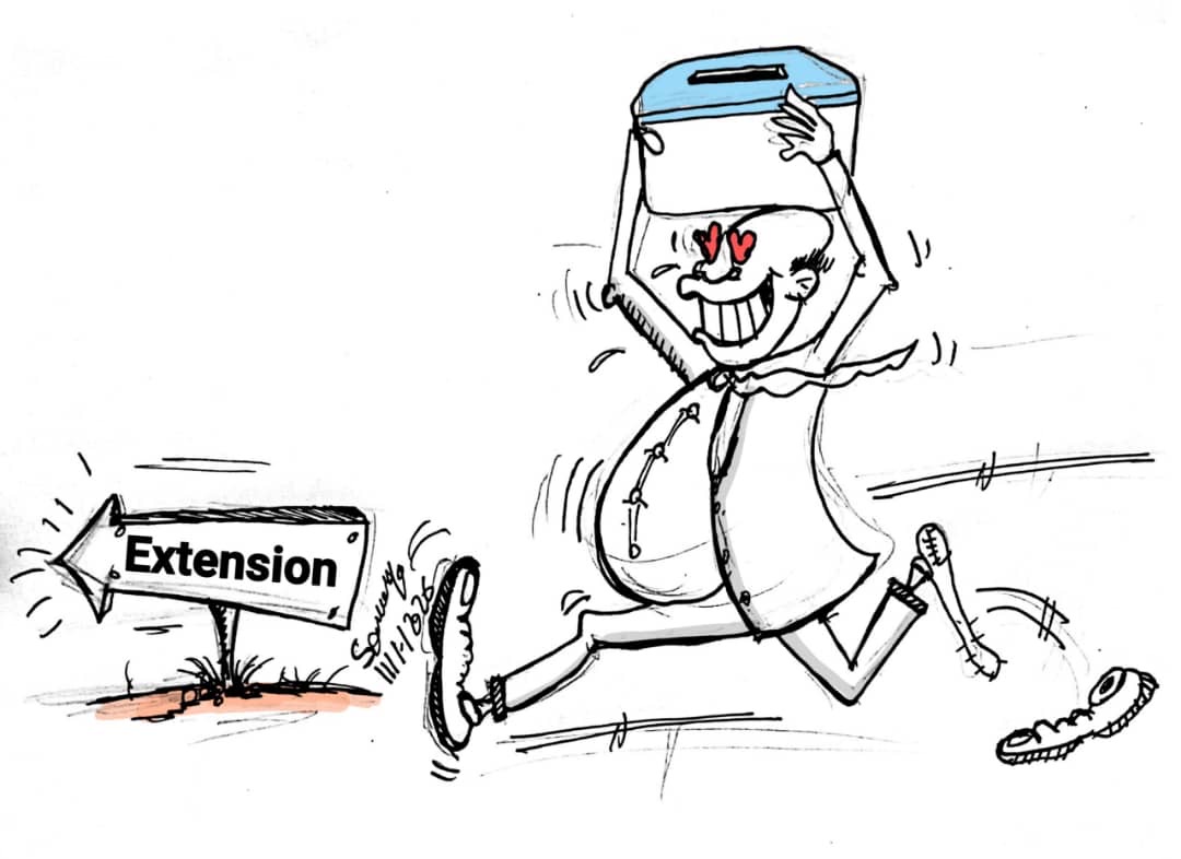 Editorial cartoon by Solongo about election timing