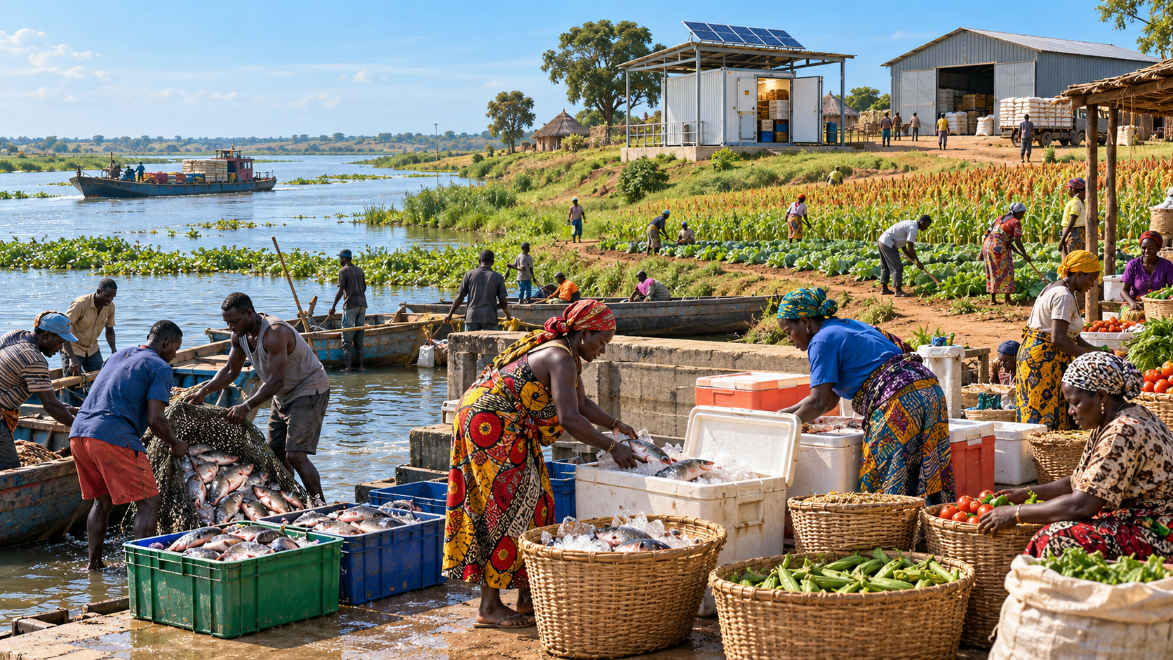 Illustration of livelihoods and local economic recovery beside the Nile